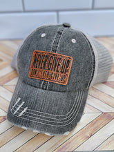 Load image into Gallery viewer, Never Give Up Ponytail Hat