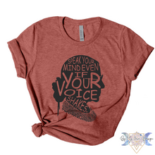 Load image into Gallery viewer, RBG "Speak Your Mind Even If Your Voice Shakes" Short Sleeve Tee
