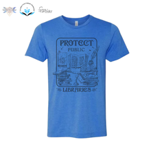 Load image into Gallery viewer, CFL Foundation Protect Public Libraries Adult Tee Blue
