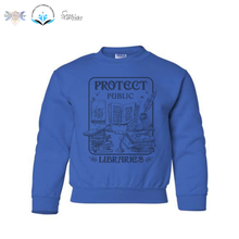 Load image into Gallery viewer, CFL Foundation Protect Public Libraries Youth Sweatshirt Blue
