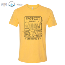 Load image into Gallery viewer, CFL Foundation Protect Public Libraries Adult Tee Black Tiger Gold
