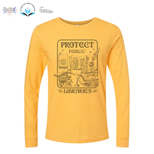 Load image into Gallery viewer, CFL Foundation Protect Public Libraries Adult Long Sleeve Tee Black Tiger Gold
