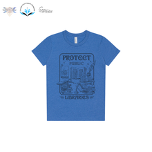 Load image into Gallery viewer, CFL Foundation Protect Public Libraries Youth Tee Blue
