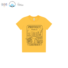 Load image into Gallery viewer, CFL Foundation Protect Public Libraries Youth Tee Black Tiger Gold
